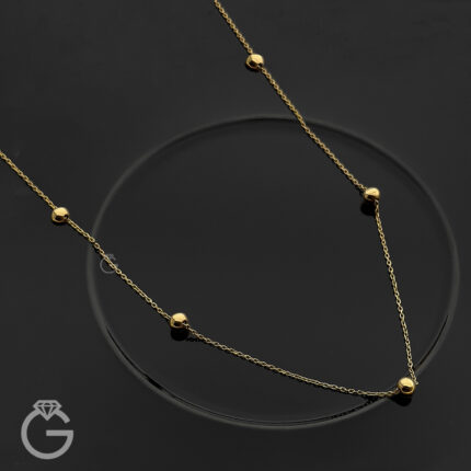 گردنبند طلای متصل 5 گوی براق