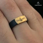 انگشتر-چرمی-طلا-طرح-فروهر