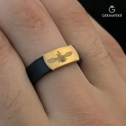 انگشتر-چرمی-طلا-طرح-فروهر