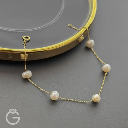 دستبند طلا مروارید پرورشی