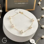 دستبند طلا مروارید پرورشی