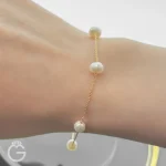 دستبند طلا مروارید پرورشی