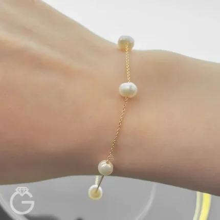 دستبند طلا مروارید پرورشی