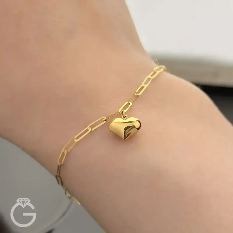 دستبند طلای هرمس با آویز قلب
