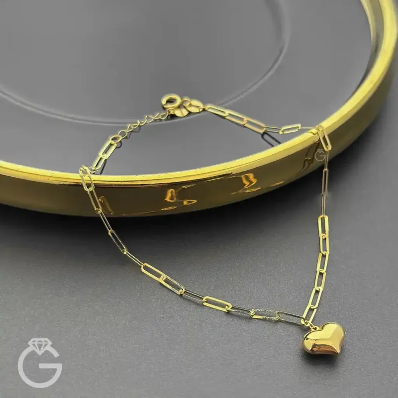 دستبند طلای هرمس با آویز قلب