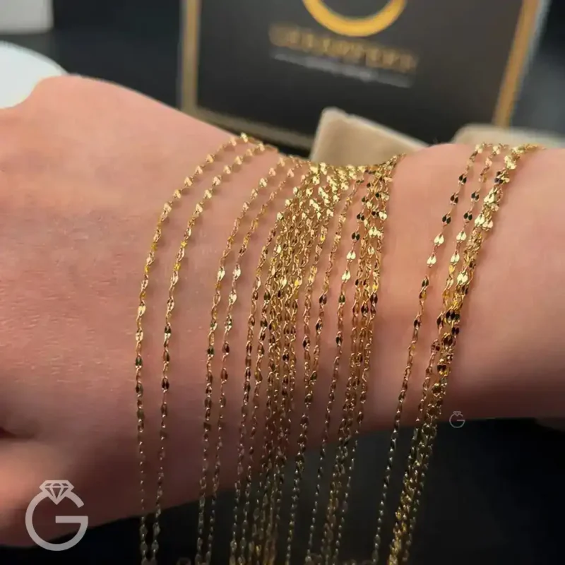 دستبند طلای پولکی قطر 1 میل