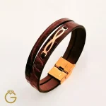 دستبند چرم و طلا طرح بینهایت کد 28133