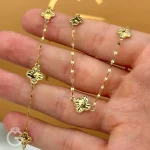 دستبند گل تراش متصل به زنجیر پولکی