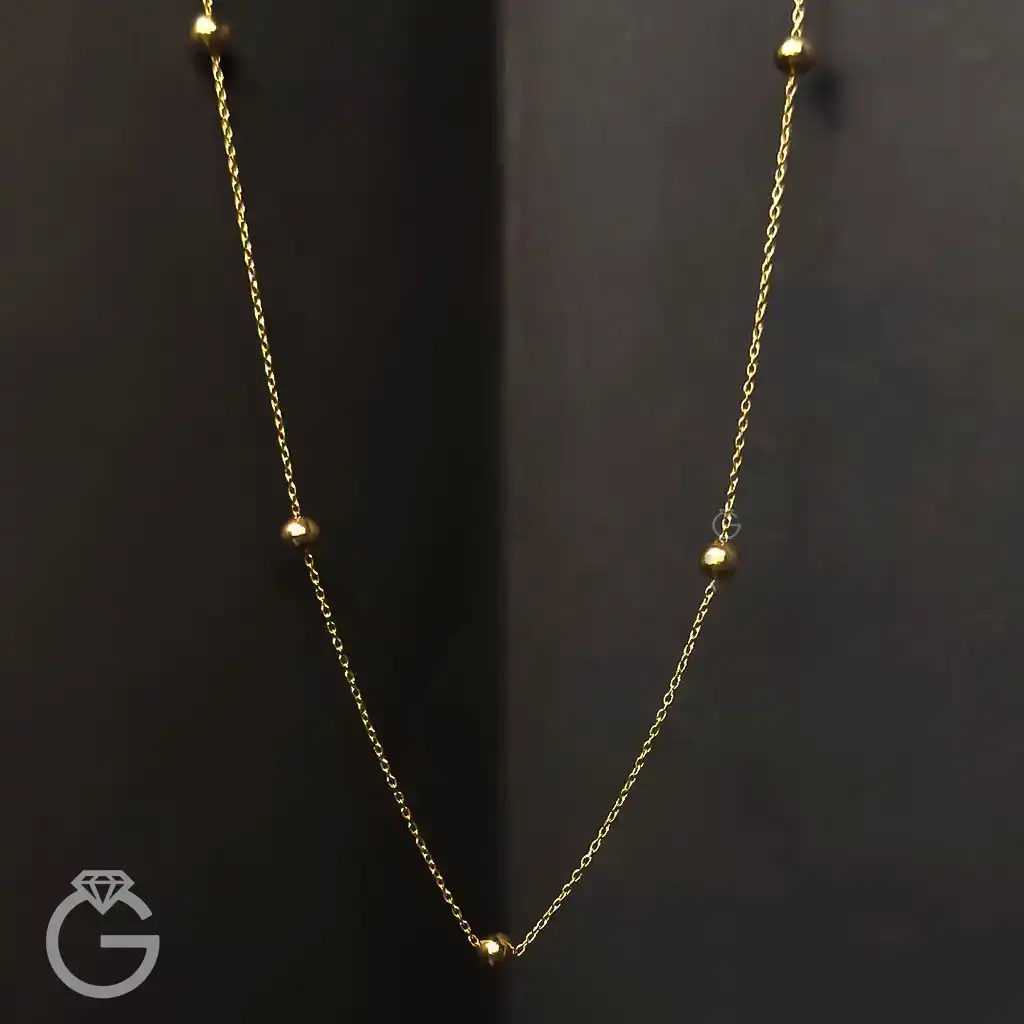 گردنبند طلای متصل 5 گوی براق (10) گردنبند طلای متصل 5 گوی براق