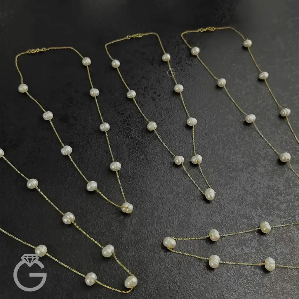گردنبند طلای مروارید پرورشی (10) گردنبند طلای مروارید پرورشی