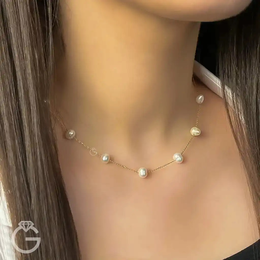 گردنبند طلای مروارید پرورشی (12) گردنبند طلای مروارید پرورشی