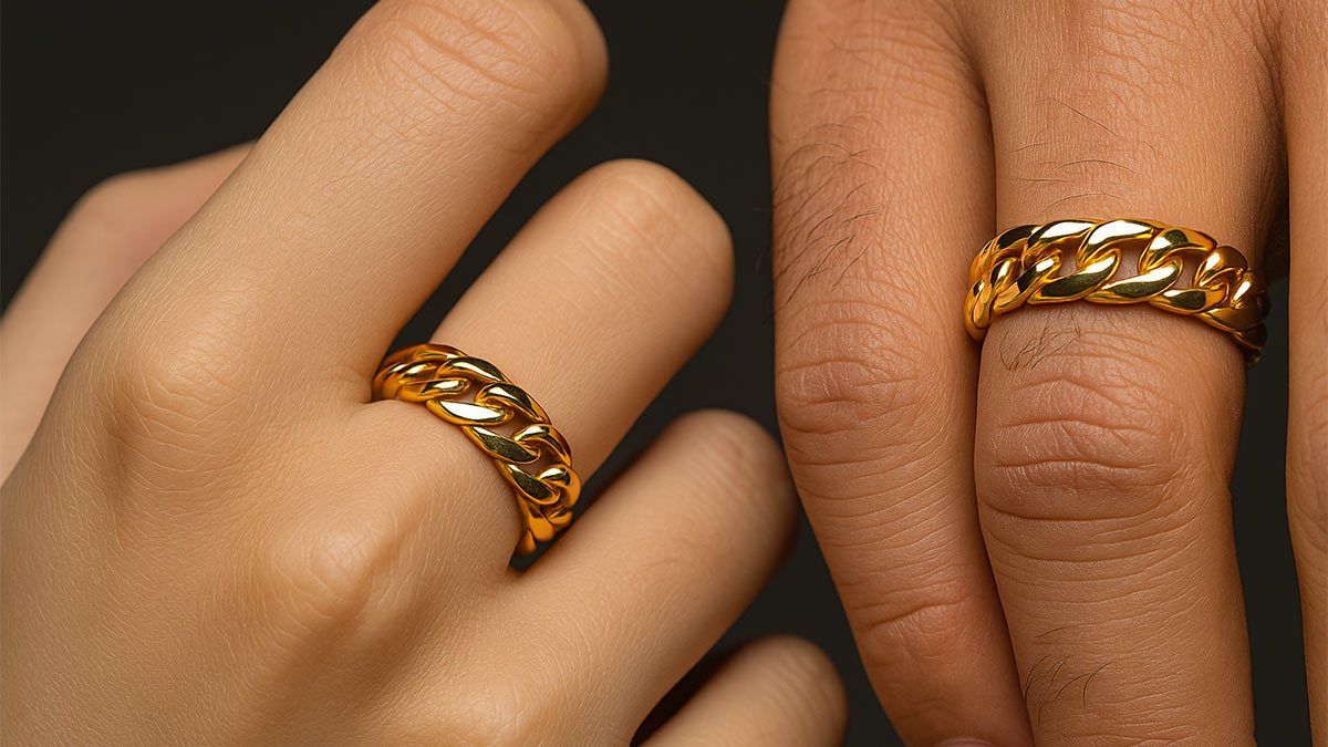 آشنایی با انگشتر طلا کارتیه زنجیری اسپرت