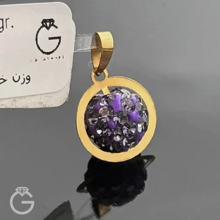 آویز طلا سواروسکی بنفش