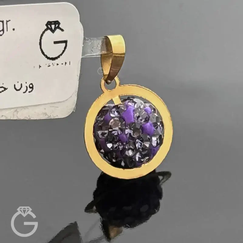 آویز طلا سواروسکی بنفش