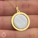 آویز طلای دایره با صدف