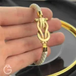 دستبند طلای امگا چرمی بزرگ