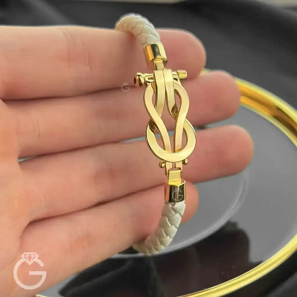 دستبند طلای امگا چرمی بزرگ (12) دستبند طلای امگا چرمی بزرگ