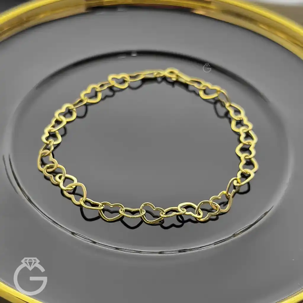 دستبند طلای قلبی متصل (10) دستبند طلای قلبی متصل