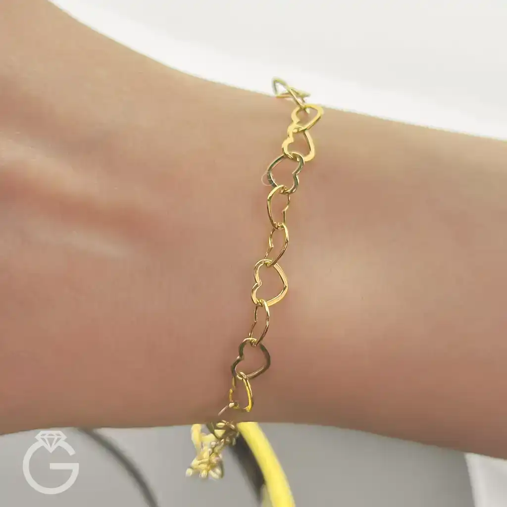 دستبند طلای قلبی متصل (11) دستبند طلای قلبی متصل