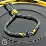 دستبند طلای چشم نظر با بند ابریشمی