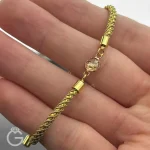 دستبند مارشال شکلاتی طلایی با پلاک طلای مارکو