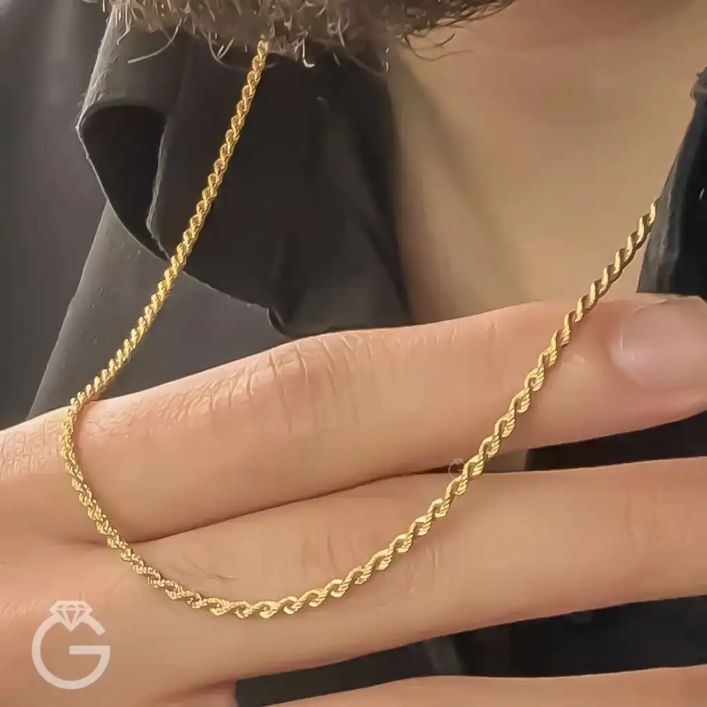 زنجیر طلای طنابی قطر 2 میل (12) زنجیر طلای طنابی قطر 2 میل