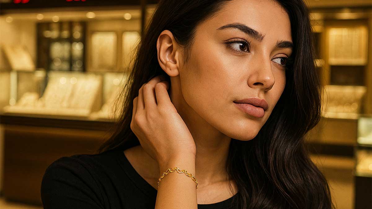 قیمت دستبند طلای قلبی متصل