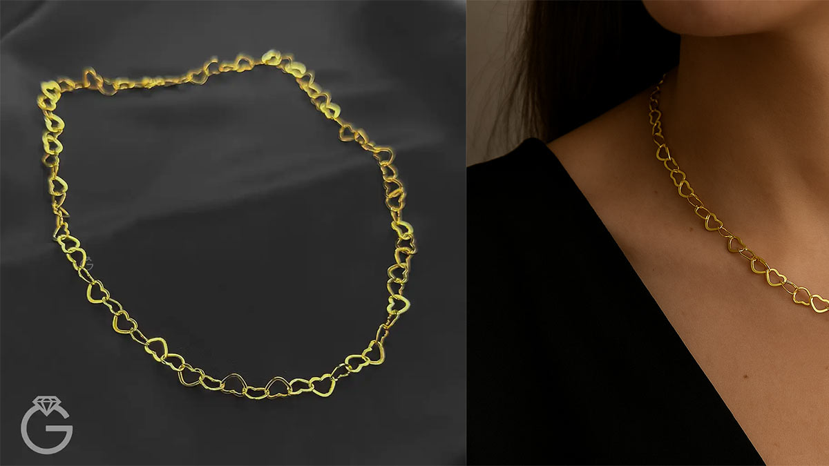 خرید گردنبند طلای قلبی متصل از طلاگرام