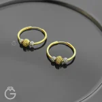 گوشواره حلقه ای طلا با گوی تراش قطر 1.5