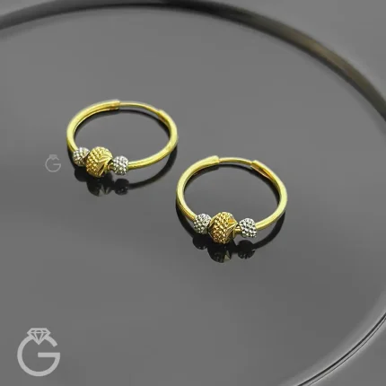 گوشواره حلقه ای طلا با گوی تراش قطر 1.5