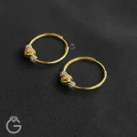 گوشواره حلقه ای طلا با گوی تراش قطر 1.5