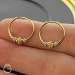گوشواره حلقه ای طلا با گوی تراش قطر 1.5