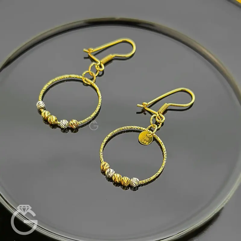 گوشواره طلای عصایی با گوی البرنادو