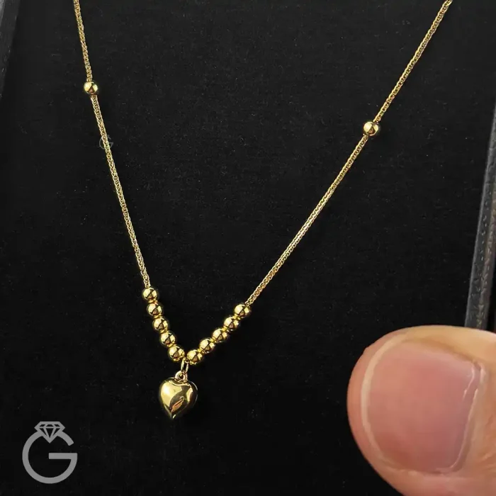 گردنبند طلای قلب و گوی