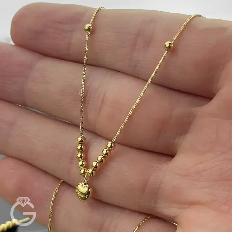 گردنبند طلای قلب و گوی