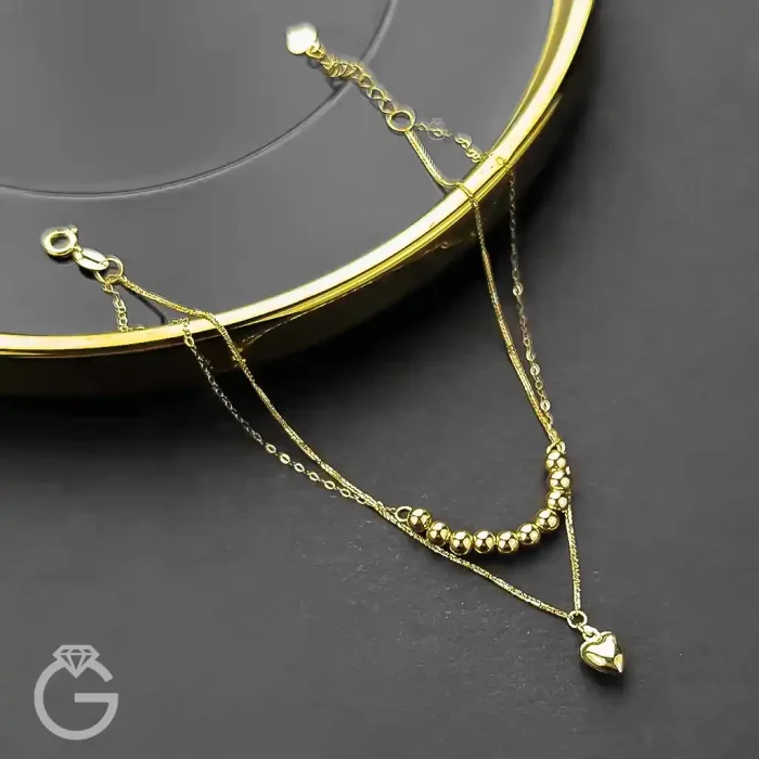 دستبند طلای قلب دو رج