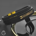 دستبند چرم با پلاک طلای فروهر کد 0102201