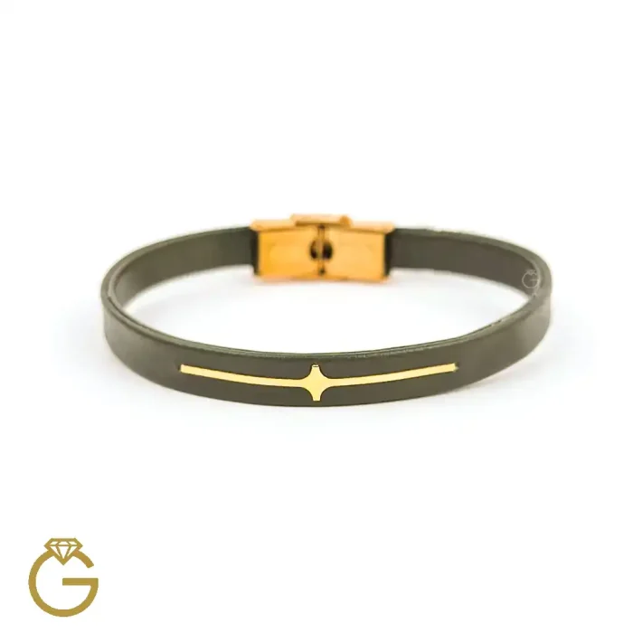 دستبند چرم و طلا کد 010171 (10) دستبند چرم و طلا کد 010171