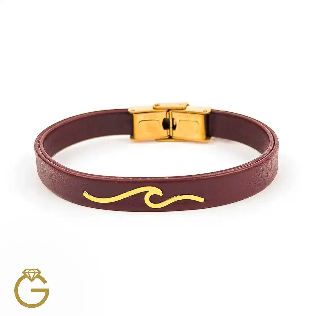 دستبند چرم و طلا کد 010174 (11) دستبند چرم و طلا کد 010174