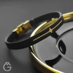 دستبند چرم و طلا کد 010175