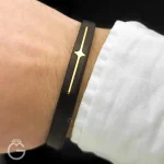 دستبند چرم و طلا کد 010175