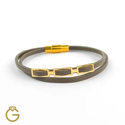 دستبند چرم و طلا کد 010176