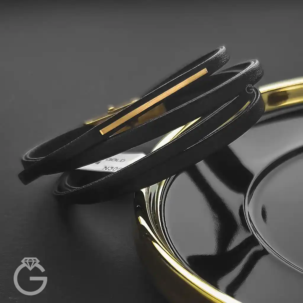 دستبند چرم و طلا کد 010177 (10) دستبند چرم و طلا کد 010177