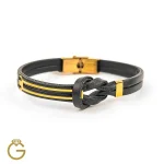 دستبند چرم و طلا کد 010178