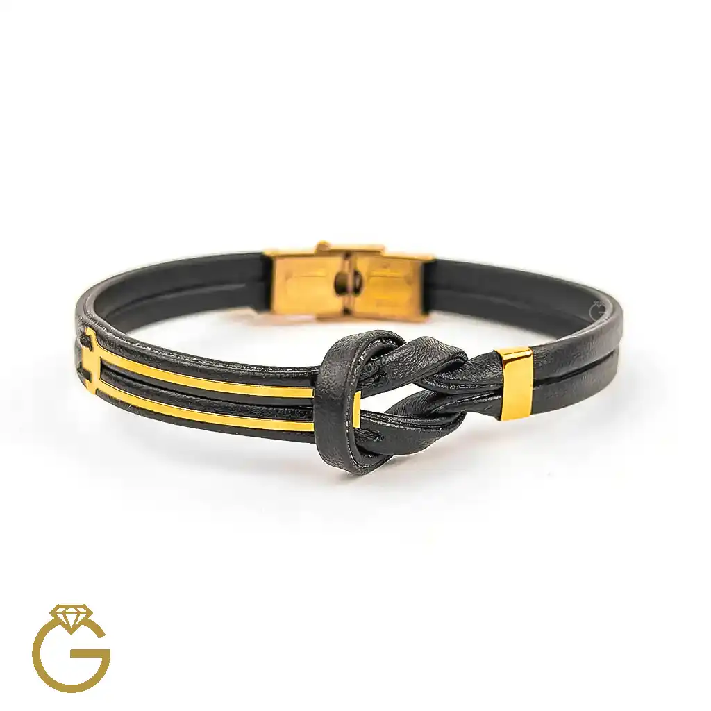 دستبند چرم و طلا کد 010178 (10) دستبند چرم و طلا کد 010178