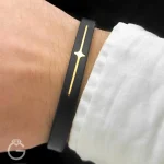 دستبند چرم و طلا کد 010179