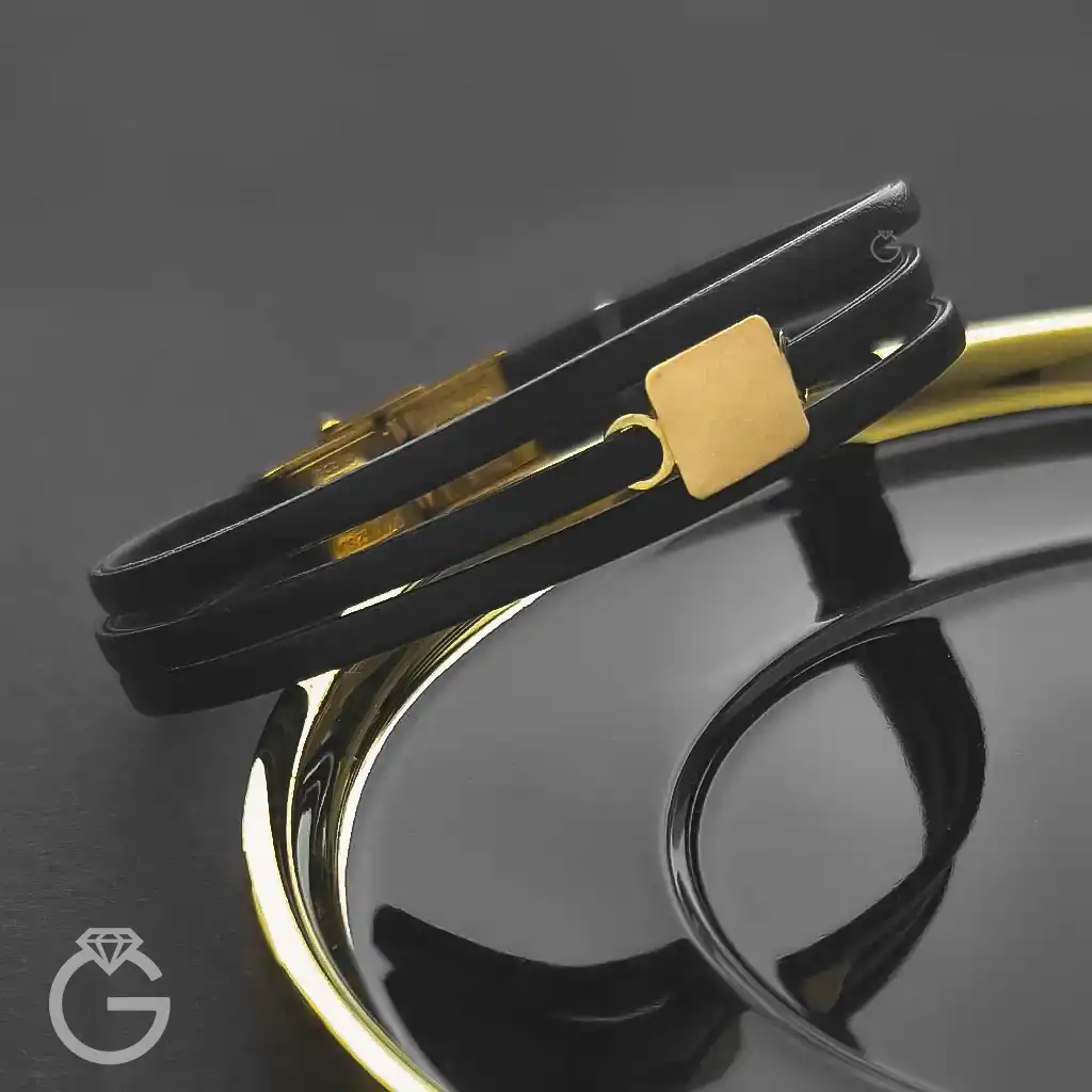 دستبند چرم و طلا کد 010211 (10) دستبند چرم و طلا کد 010211