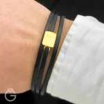 دستبند چرم و طلا کد 010211