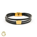 دستبند چرم و طلا کد 010211