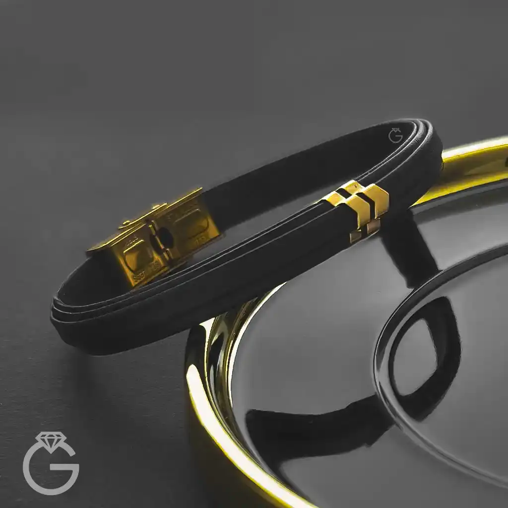 دستبند چرم و طلا کد 010212 (10) دستبند چرم و طلا کد 010212